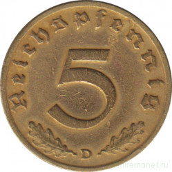 Монета. Германия. Третий Рейх. 5 рейхспфеннигов 1938 год. Монетный двор - Мюнхен (D).