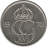 Аверс. Монета. Швеция. 25 эре 1978 год.