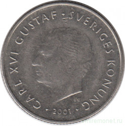 Монета. Швеция. 1 крона 2001 год.