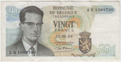 Банкнота. Бельгия. 20 франков 1964 год. Тип 138 (1).