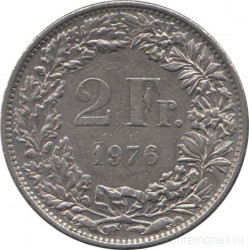 Монета. Швейцария. 2 франка 1976 год.