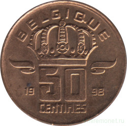 Монета. Бельгия. 50 сантимов 1998 год. BELGIQUE.