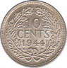 Монета. Нидерланды. 10 центов 1944 год. (P). ав.