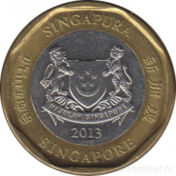 Монета. Сингапур. 1 доллар 2013 год.
