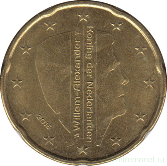 Монета. Нидерланды. 20 центов 2016 год.