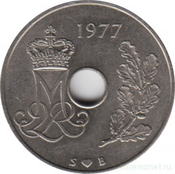 Монета. Дания. 25 эре 1977 год.