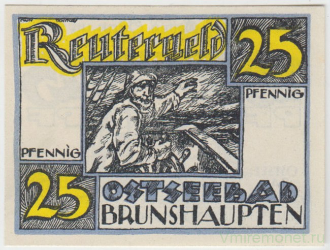 Бона. Нотгельд. Германия. Курорт Альт Бруншауптен. 25 пфеннигов 1922 год. Вариант 195.1.2.