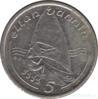 Монета. Остров Мэн. 5 пенсов 1991 год. (AB).