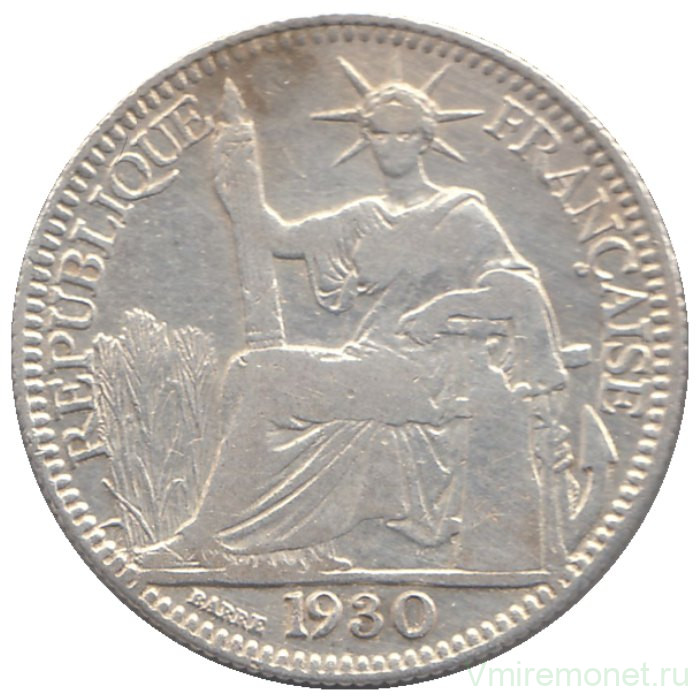 Монета. Французский Индокитай. 10 сантимов 1930 год.