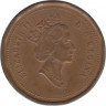 Монета. Канада. 1 цент 1990 год. рев.