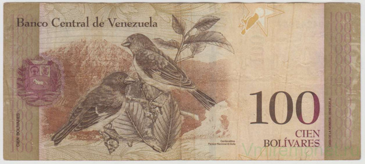 Банкнота. Венесуэла. 100 боливаров 2009 год. Тип 93c.