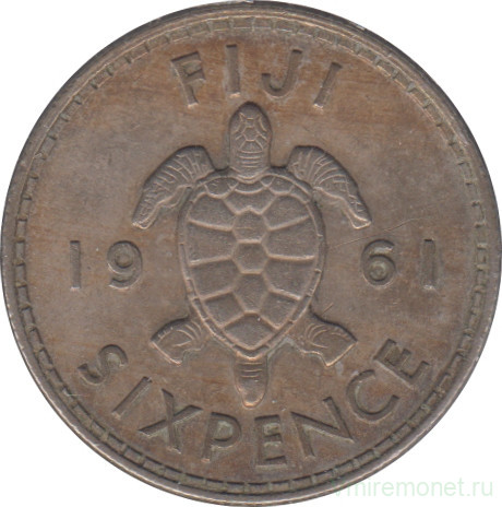 Монета. Фиджи. 6 пенсов 1961 год.