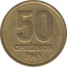 Монета. Аргентина. 50 сентаво 1993 год. Аверс - толстые цифры. ав.