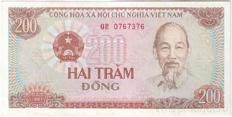 Банкнота. Вьетнам. 200 донгов 1987 год. Тип 100с(1).