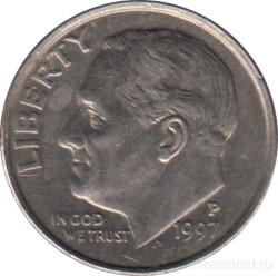 Монета. США. 10 центов 1997 год. Монетный двор P.