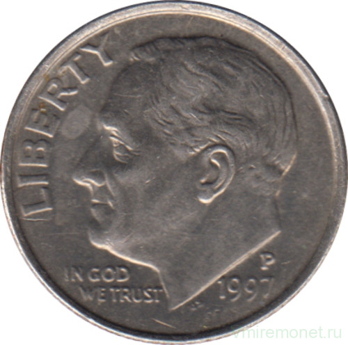 Монета. США. 10 центов 1997 год. Монетный двор P.