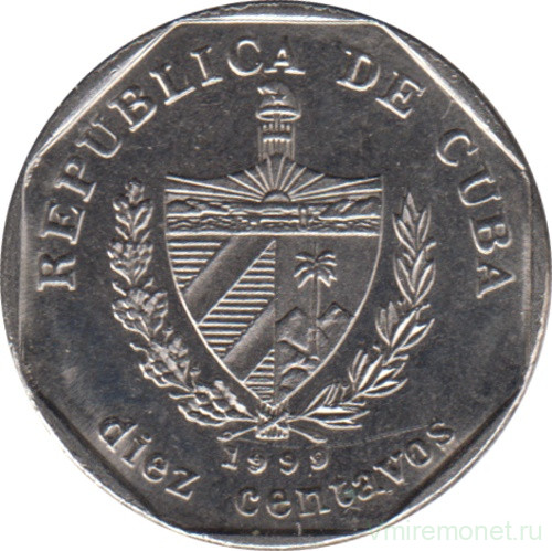 Монета. Куба. 10 сентаво 1999 год (конвертируемый песо).