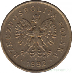 Монета. Польша. 5 грошей 1992 год.