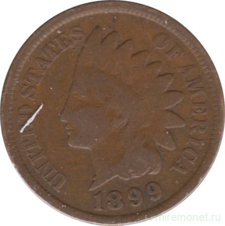Монета. США. 1 цент 1899 год.