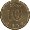 Монета. Южная Корея. 10 вон 2000 год. ав.