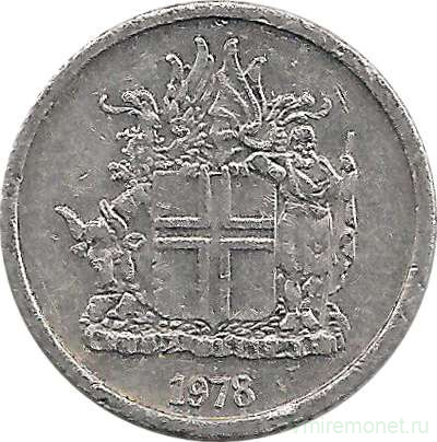 Монета. Исландия. 1 крона 1978 год.