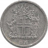 Аверс. Монета. Исландия. 1 крона 1978 год.