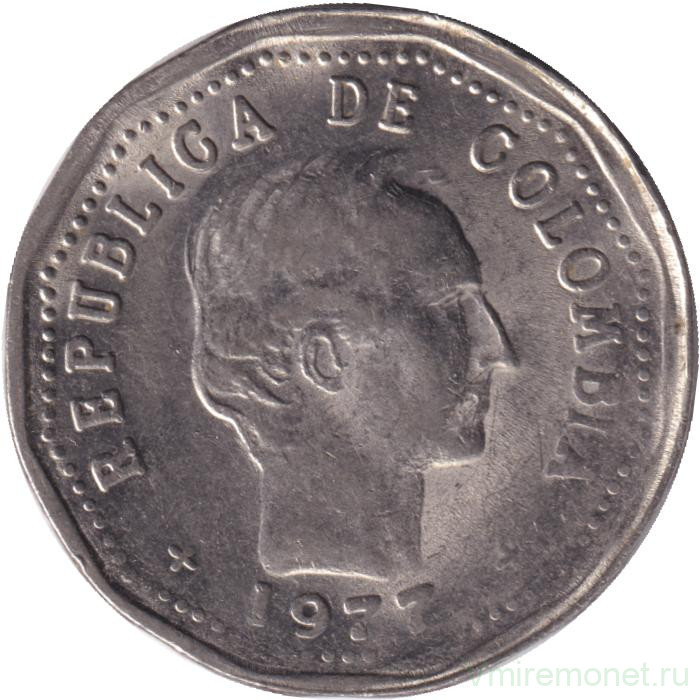 Монета. Колумбия. 50 сентаво 1977 год.
