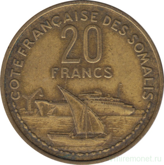 Монета. Французское Сомали. 20 франков 1952 год.