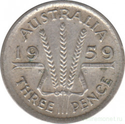 Монета. Австралия. 3 пенса 1959 год.