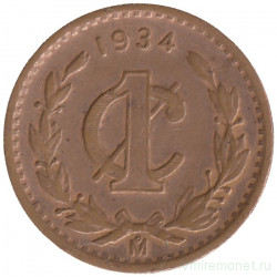 Монета. Мексика. 1 сентаво 1934 год. 