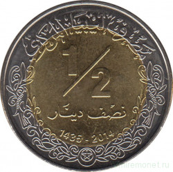 Монета. Ливия. 1/2 динара 2014 год.