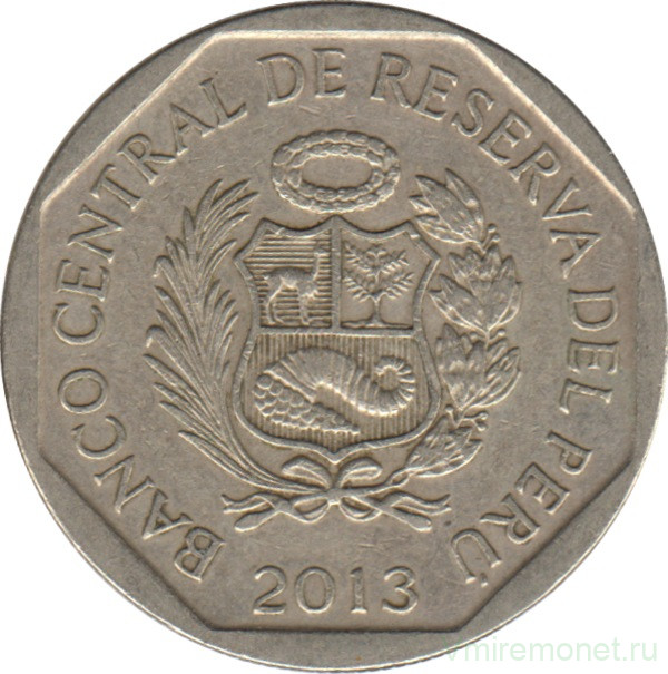 Монета. Перу. 1 соль 2013 год.