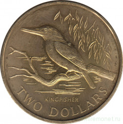 Монета. Новая Зеландия. 2 доллара 1993 год. Священная альциона.