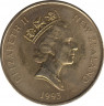 Монета. Новая Зеландия. 2 доллара 1993 год. Священная альциона. рев.