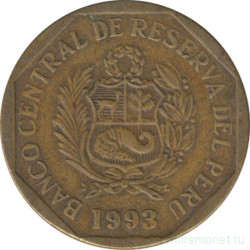 Монета. Перу. 10 сентимо 1993 год.