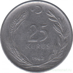 Монета. Турция. 25 курушей 1962 год.