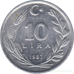 Монета. Турция. 10 лир 1987 год.
