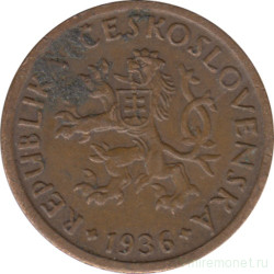Монета. Чехословакия. 10 геллеров 1936 год.