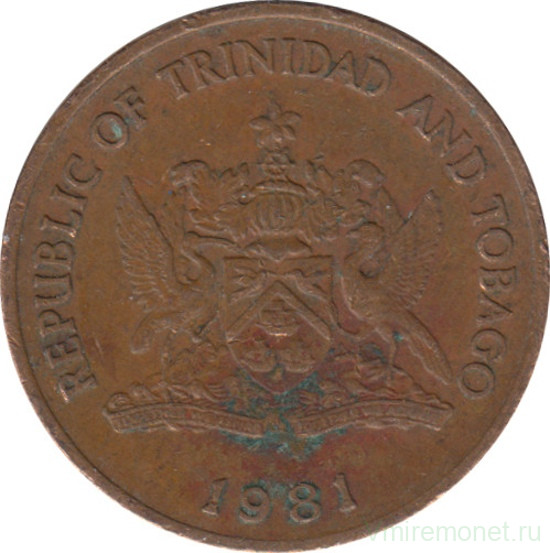 Монета. Тринидад и Тобаго. 5 центов 1981 год.