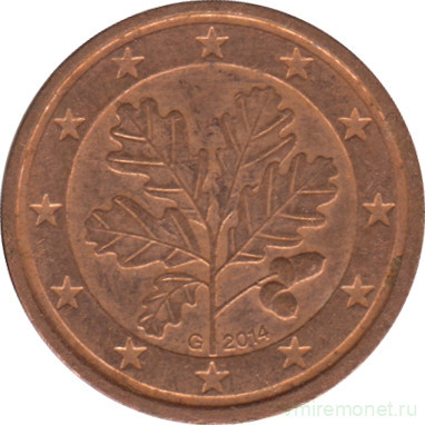 Монета. Германия. 1 цент 2014 год. (G).