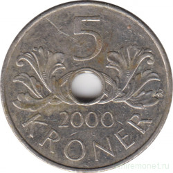 Монета. Норвегия. 5 крон 2000 год.