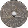  Монета. Норвегия. 5 крон 2000 год. ав.