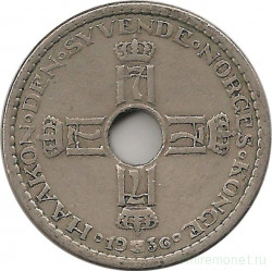 Монета. Норвегия. 1 крона 1936 год.