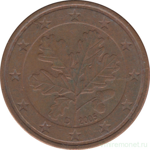 Монета. Германия. 5 центов 2005 год (D).
