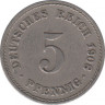 Монета. Германия (Германская империя 1871-1922). 5 пфеннигов 1908 год. (А). ав.