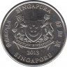 Монета. Сингапур. 20 центов 2013 год. ав.