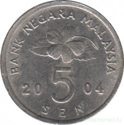 Монета. Малайзия. 5 сен 2004 год.
