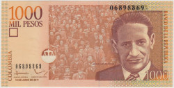 Банкнота. Колумбия. 1000 песо 2011 год. Тип 456n.