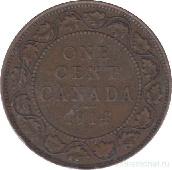 Монета. Канада. 1 цент 1914 год.