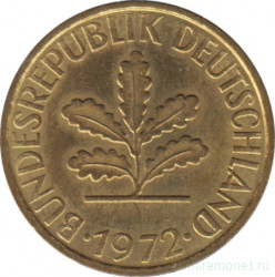 Монета. ФРГ. 5 пфеннигов 1972 год. Монетный двор - Гамбург (J).